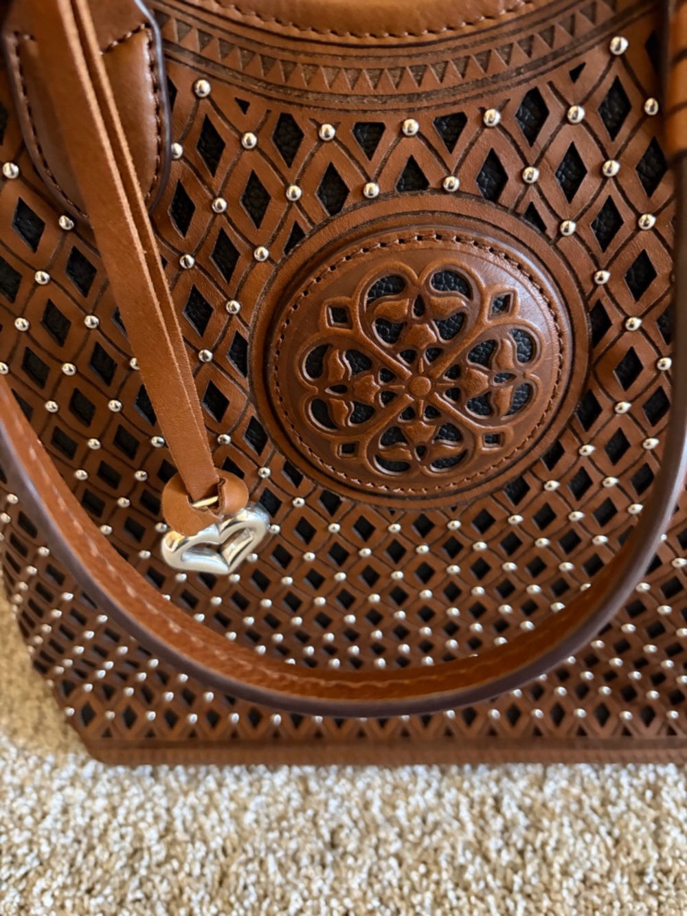 Brighton Riva Russet Leather Tote with Heart Charm - Picture 4 of 13